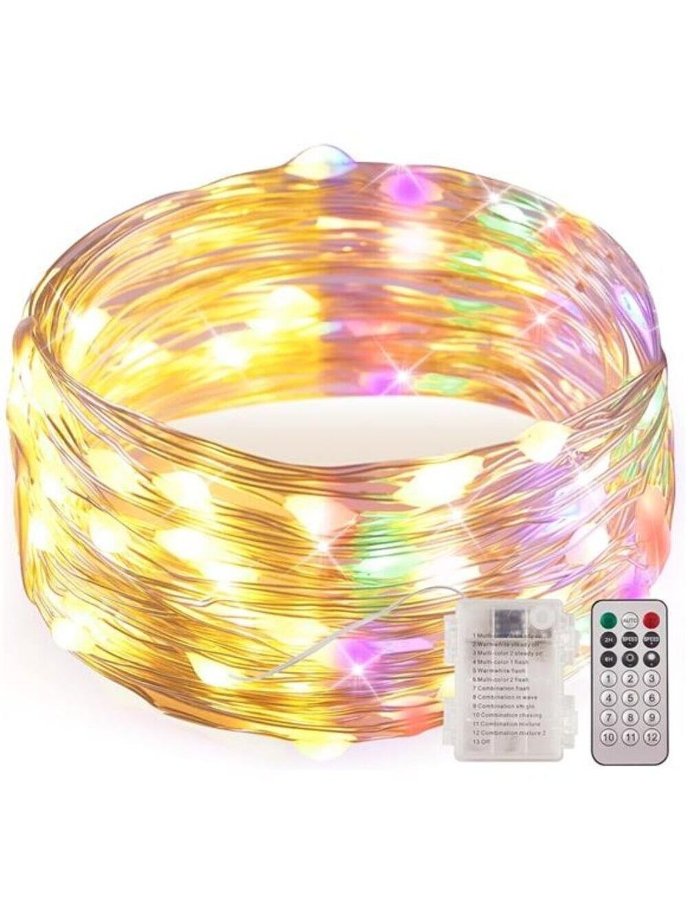 Battery Operated Fairy String Lights 50 LEDs Warm White Multi Color Twinkle Ligh